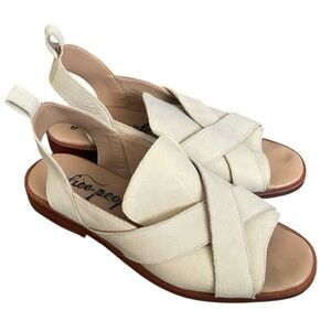 Free People Catherine Sandal Womens Size 9 Leather Beige Bohemian Hippie Peasant